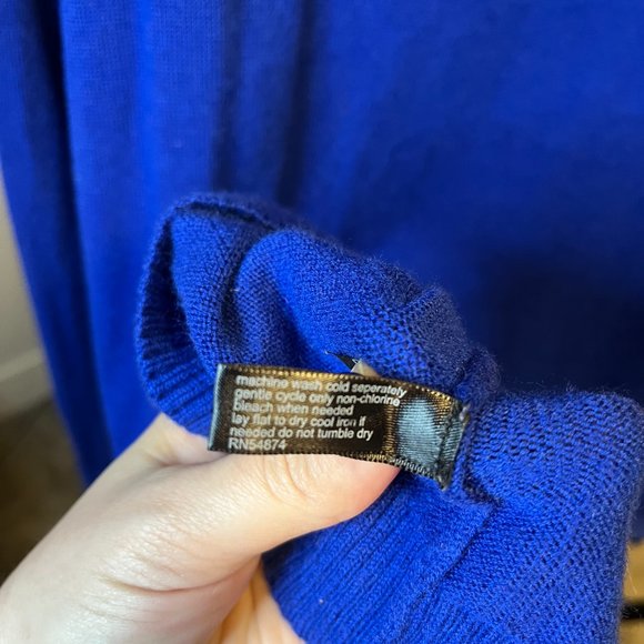 The Limited // Royal Blue Cerulean Long V-Neck Cardigan Tunic Sweater - Picture 5 of 7